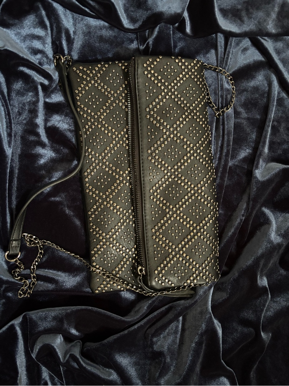 Black Studded Crossbody Clutch - Women's Shoulder Bag